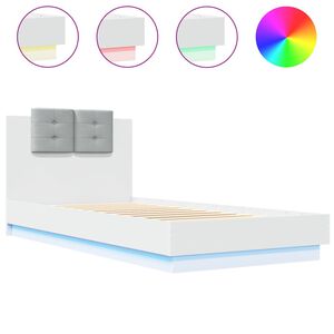 vidaXL Cadre de lit avec LED sans matelas blanc 90x200 cm