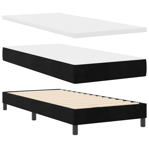 vidaXL Lit &agrave; ressorts avec matelas Noir 200 x 90 cm Velours