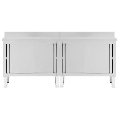 vidaXL Tables avec portes coulissantes 2 pcs 200x50x(95-97) cm Inox