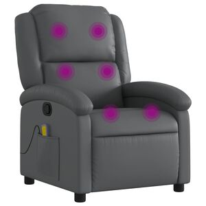 vidaXL Fauteuil de massage inclinable en similicuir gris