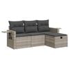 vidaXL Salon de jardin 4 pcs avec coussins gris clair r&eacute;sine tress&eacute;e