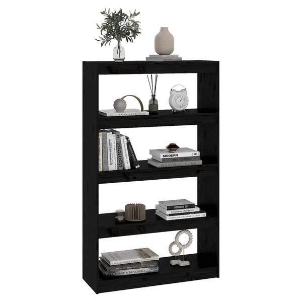 vidaXL Biblioth&egrave;que/S&eacute;parateur de pi&egrave;ce Noir 80x30x135,5 cm Pin massif