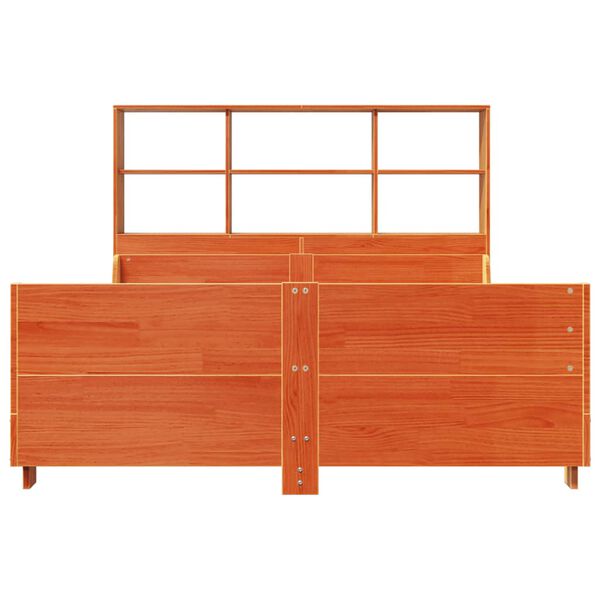 vidaXL Lit biblioth&egrave;que sans matelas cire marron 135x190cm bois massif