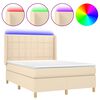 vidaXL Sommier &agrave; lattes de lit matelas et LED Cr&egrave;me 140x200 cm Tissu