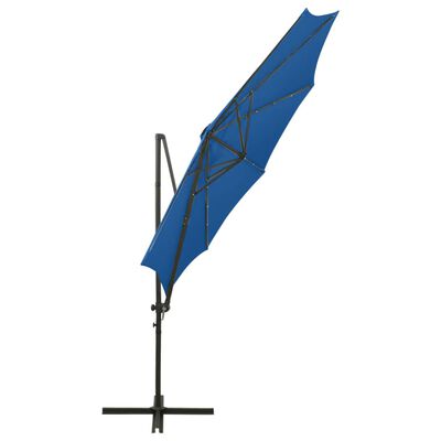 vidaXL Parasol de jardin en porte-à-faux et mât et lumières LED