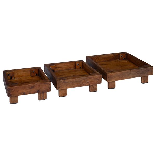 vidaXL Support de Plante 3 pcs Marron Bois d'Acajou
