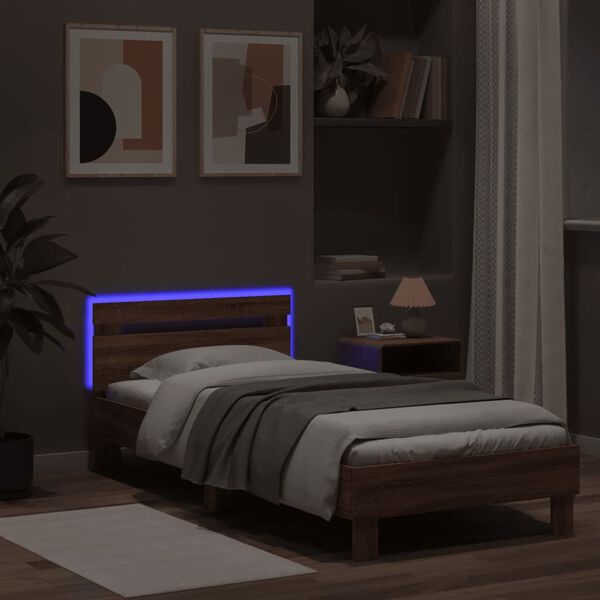 vidaXL Cadre de lit sans matelas avec lumi&egrave;res LED 75x190 cm
