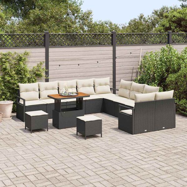 vidaXL Ensemble de canap&eacute; de jardin 13 pcs Noir Poly rotin