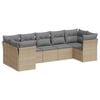 vidaXL Salon de jardin avec coussins 7 pcs beige r&eacute;sine tress&eacute;e