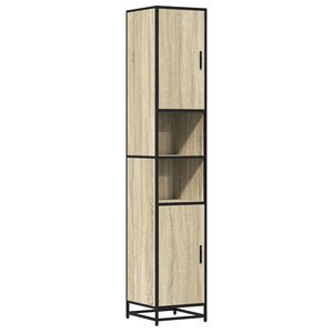 vidaXL Armoire de salle de bain ch&ecirc;ne sonoma bois d'ing&eacute;nierie m&eacute;tal