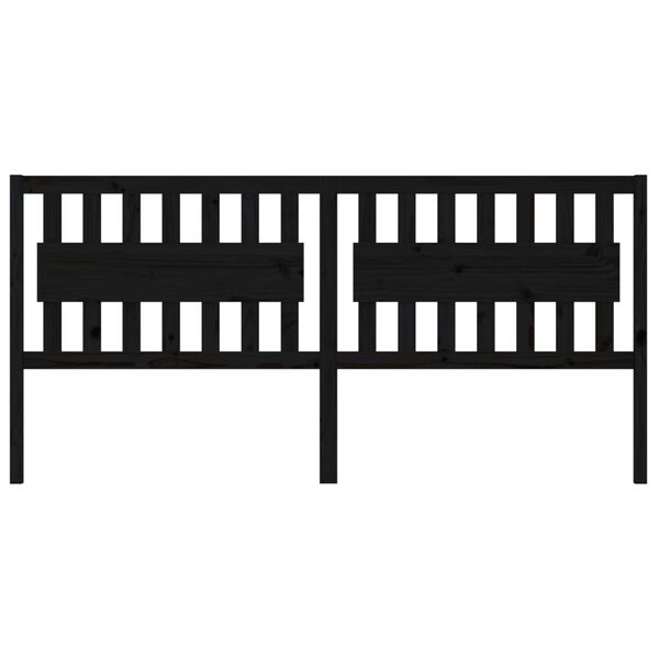 vidaXL T&ecirc;te de lit Noir 205,5x4x100 cm Bois massif de pin
