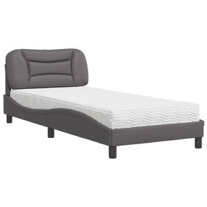 vidaXL Lit avec matelas Hvar gris 90x190 cm similicuir