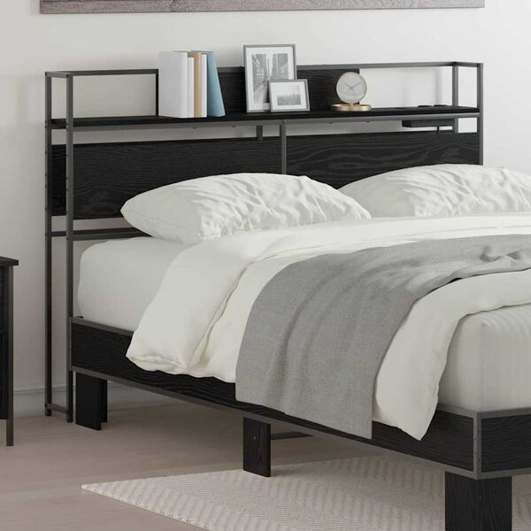 vidaXL T&ecirc;te de lit de rangement Ch&ecirc;ne noir 120 cm Bois d'ing&eacute;nierie