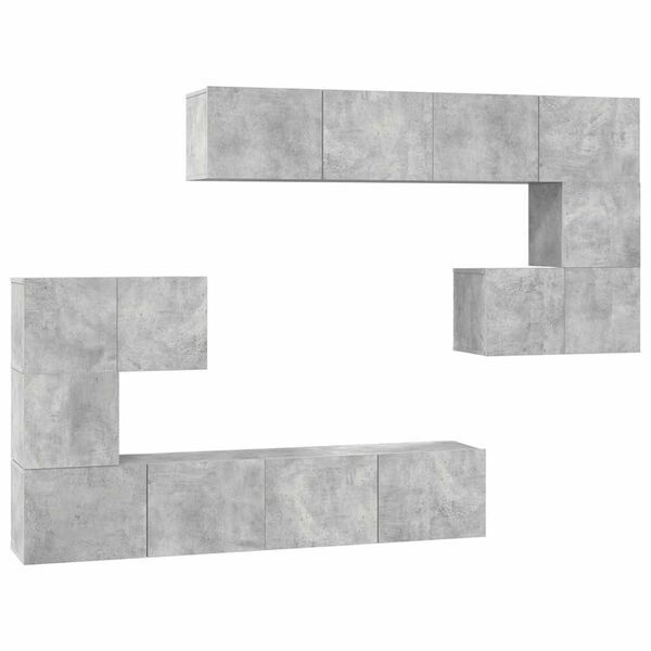 vidaXL Ensemble de meubles TV 8 pcs Gris b&eacute;ton Bois d'ing&eacute;nierie