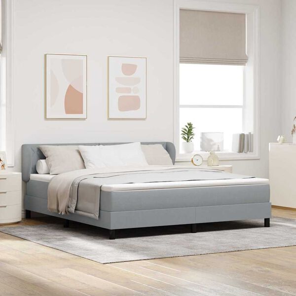 vidaXL Lit &agrave; ressorts avec matelas Gris clair 180 x 200 cm tissu