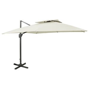 vidaXL Parasol de jardin d&eacute;port&eacute; avec double plateau 300 x 300 cm Sable