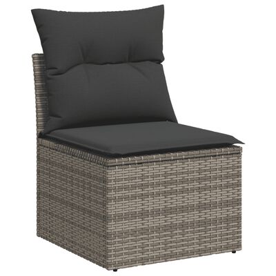 vidaXL Salon de jardin 8 pcs avec coussins gris résine tressée