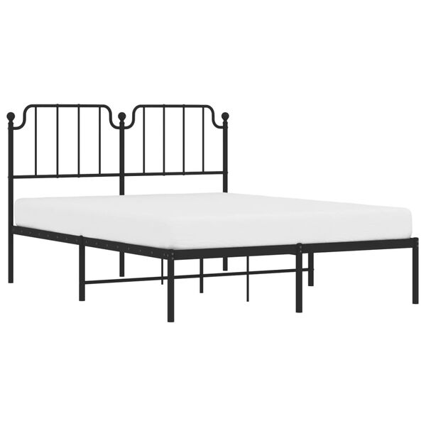 vidaXL Cadre de lit m&eacute;tal sans matelas avec t&ecirc;te de lit noir 140x190cm