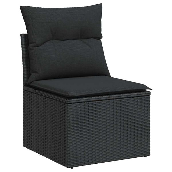 vidaXL Salon de jardin 11 pcs avec coussins noir r&eacute;sine tress&eacute;e