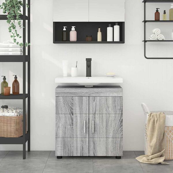 vidaXL Ensemble d'armoire de salle de bain TULUM Gris Sonoma
