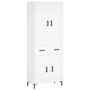 vidaXL Buffet haut Blanc 69,5x34x180 cm Bois d'ing&eacute;nierie