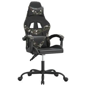 vidaXL Chaise de jeu pivotante Noir et camouflage Similicuir