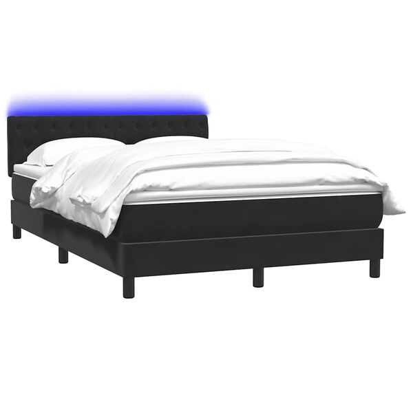 vidaXL Sommier &agrave; lattes de lit avec matelas et LED noir 160x220 cm velours
