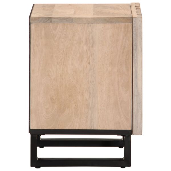 vidaXL Table de chevet 40x34x46 cm bois de manguier massif blanchi