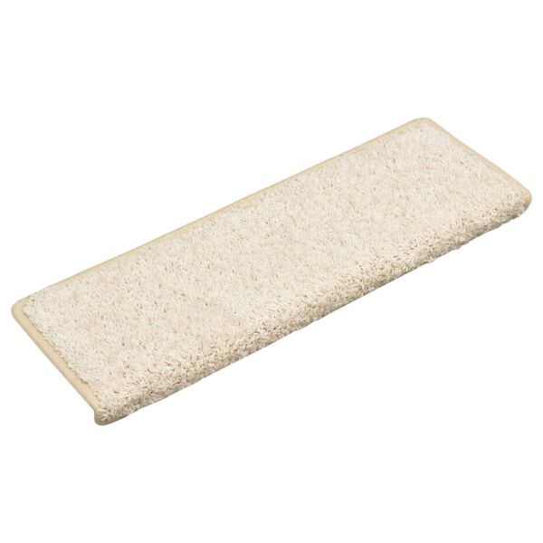 vidaXL Tapis d'escalier 10 pièces 65 x 21 x 4 cm Blanc Bord rectangulaire
