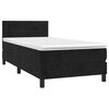 vidaXL Sommier &agrave; lattes de lit avec matelas Noir 100x200 cm Velours