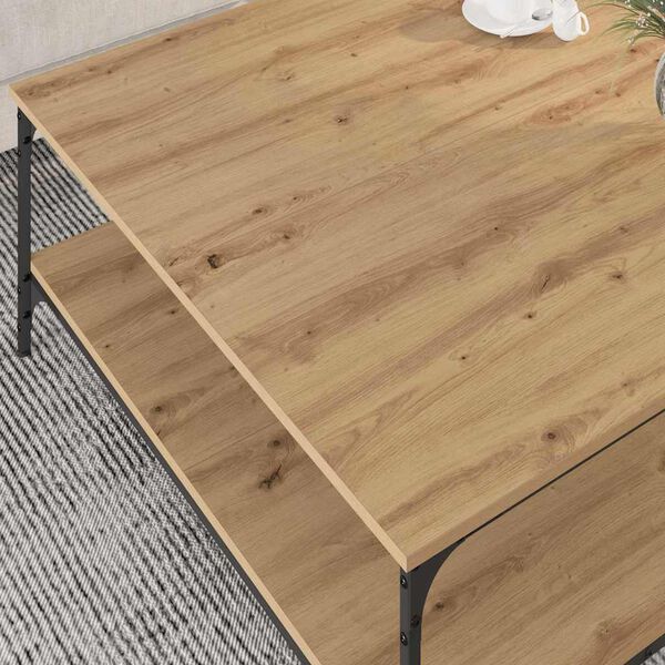 vidaXL Table basse ch&ecirc;ne artisanal 100 x 100 x 40 cm Bois d'ing&eacute;nierie