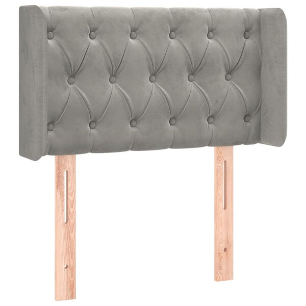 vidaXL T&ecirc;te de lit &agrave; LED Gris clair 83x16x78/88 cm Velours