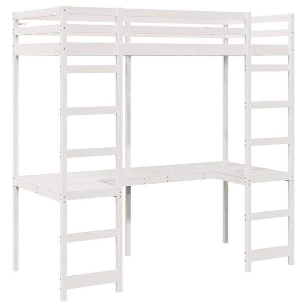 vidaXL Cadre de lit mezzanine Blanc 75 x 190 cm Pin massif