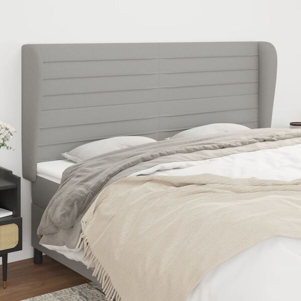vidaXL T&ecirc;te de lit avec oreilles Gris clair 163x23x118/128 cm Tissu