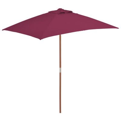 vidaXL Parasol d'extérieur avec mât en bois 150x200 cm rouge bordeaux