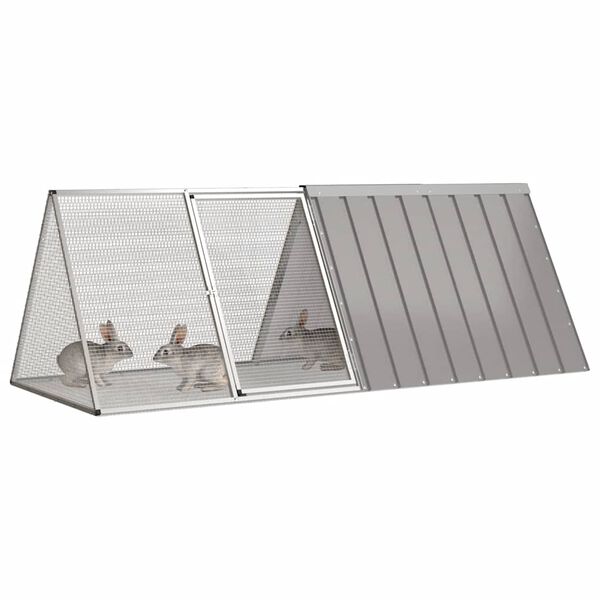 vidaXL Cage pour lapin Gris 201,5x80,5x71 cm Acier galvanis&eacute;