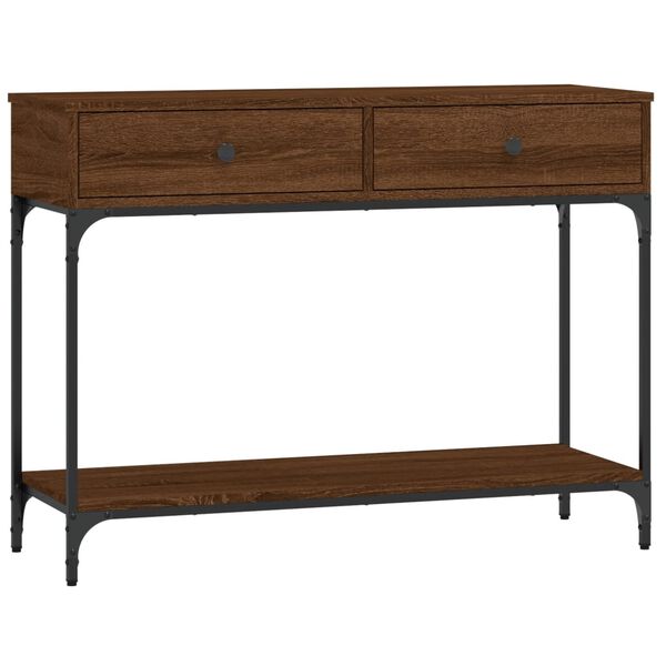 vidaXL Table console ch&ecirc;ne marron 100x34,5x75 cm bois d'ing&eacute;nierie