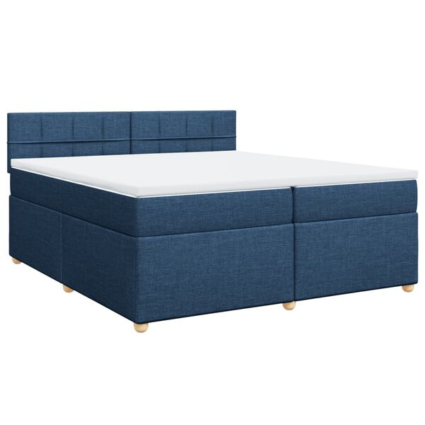 vidaXL Sommier &agrave; lattes de lit avec matelas Bleu 200x200 cm Tissu