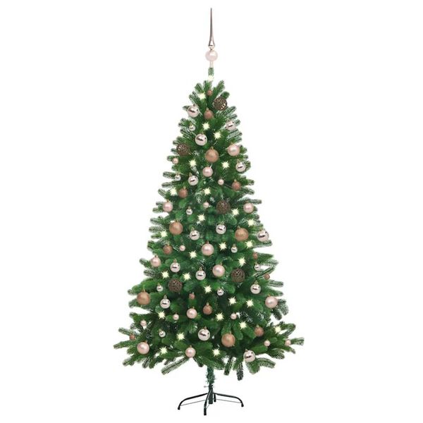 vidaXL Arbre de Noël artificiel pré-éclairé et boules 150 cm Vert