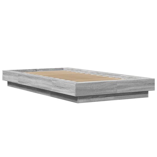 vidaXL Cadre de lit et lumi&egrave;res LED sans matelas sonoma gris 100x200cm