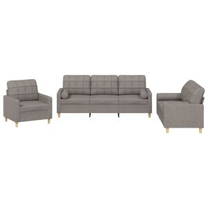 vidaXL Ensemble de canap&eacute;s 3 pcs avec coussins taupe tissu