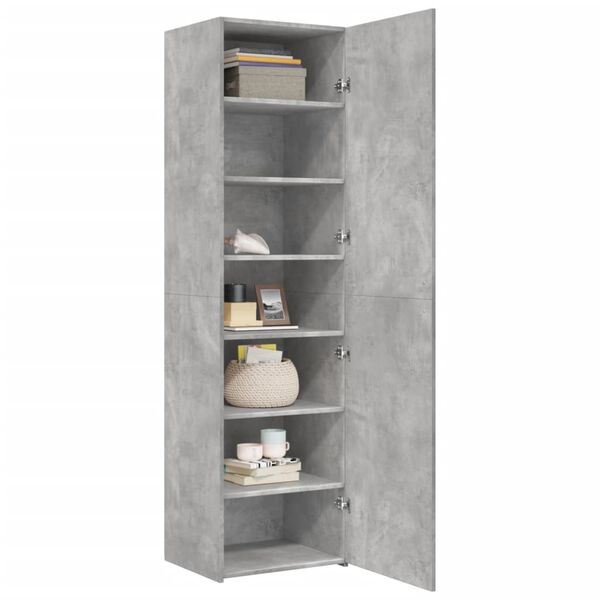 vidaXL Buffet haut gris béton 50x42,5x185 cm bois d'ingénierie