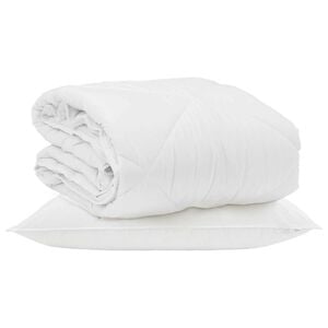 vidaXL Duvet d'&eacute;t&eacute; simple avec oreiller 2 pcs Blanc Microfibre