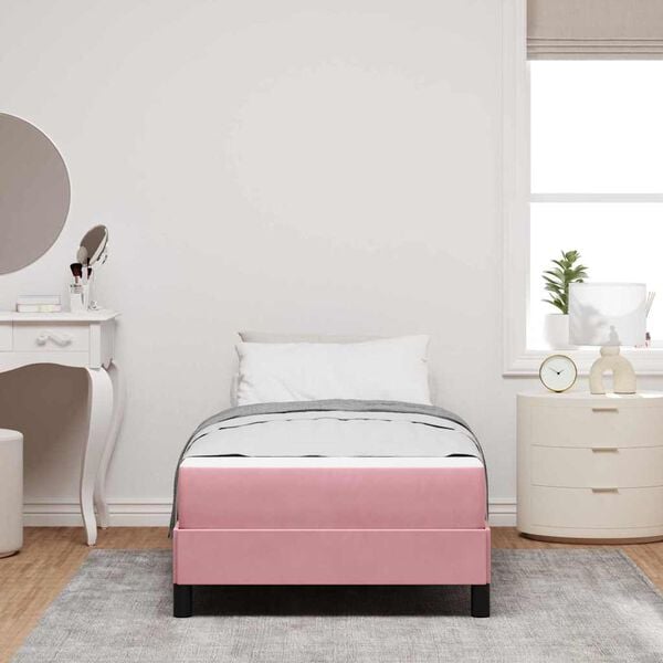 vidaXL Lit &agrave; ressorts avec matelas Rose 100 x 220 cm tissu