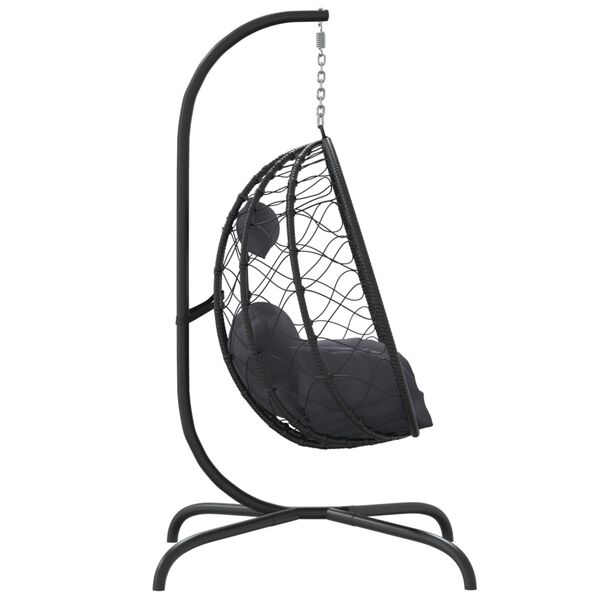 vidaXL Fauteuil suspendu avec coussin en polyrotin et acier anthracite