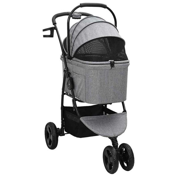 vidaXL Poussette Pliante pour Animaux Réglable Gris 78 x 54 x 101 cm