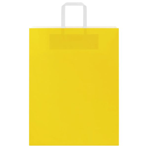 vidaXL Sacs en papier 50 pcs avec poign&eacute;es jaune 32x12x42 cm
