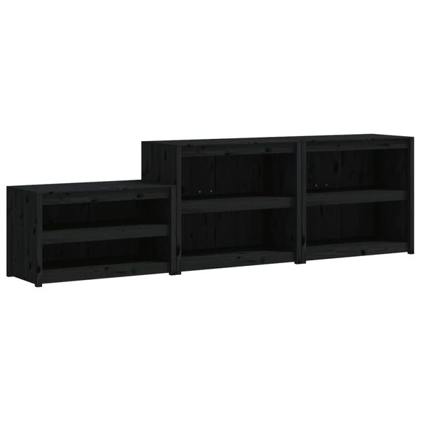 vidaXL Armoires de cuisine d'ext&eacute;rieur 3 pcs noir bois de pin massif