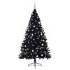 vidaXL Sapin de No&euml;l artificiel pr&eacute;-&eacute;clair&eacute; Noir 240 cm PVC