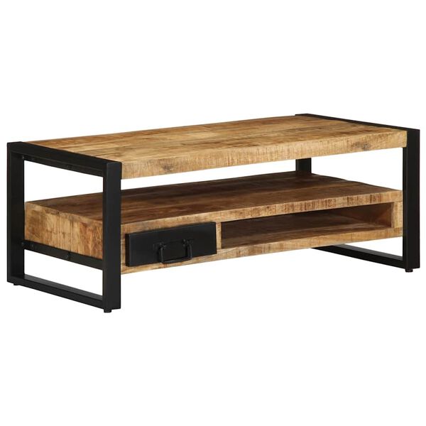vidaXL Table basse 90x50x36 cm bois de manguier massif brut